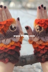 Bonita Patterns - Lianka Azulay - Crocodile Stitch Owl Gloves