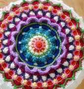 Felted Button - Susan Carlson - Mandala Stool Cover, Trivet, Wall Hanging or Pillow Cover