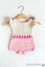Croby Patterns - Doroteja - Pink Flamingo Croche Baby Romper