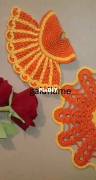 Set of napkin-stand and potholders