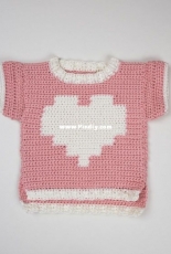 CrobyPatterns - Crochet Baby Sweater - Big Heart - Baby Pullover
