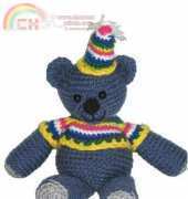 HandMadeAwards - Gorgeous Handmade Crochet Birthday Party Blue Wool Circus Teddy Bear With Hat