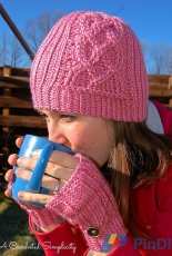 A Crocheted Simplicity - Jennifer Pionk - Knit Look Cabled Hearts Beanie