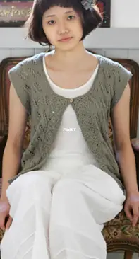 Cotton Neat French-sleeve Cardigan by Pierrot Yarns - Free