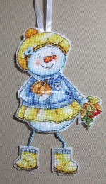 Snowman with pumpkin by Elena Shestakova