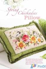 Spring Chickadees Pillow by Marie Barber from Just Cross Stitch JCS March - April 2017 XSD