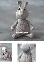 MrsMom - Crochet Rhino - Danish - Free