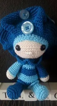 blue crochet mushroom doll
