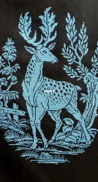 Wild Deer Monochrome Antique Filet Pattern - Finished