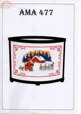 AMA 477 Santa with birds and red cabin, Christmas lampshade
