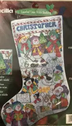 Christmas Clock Stockings cross stitch chart - StitchyBox Samplers