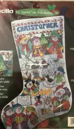 Bucilla 84638 Snowman Sampler Stocking by Barbara Baatz XSD and PCS