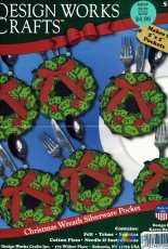 Design Works - 5534 - Holiday Wreaths Silverware Pockets - Felt pattern