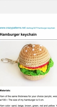 Crochet fantasy - Galina Pisarenko - Hamburger keychain - Free