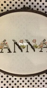 Name stitched with Helene le Berre's floral alphabet