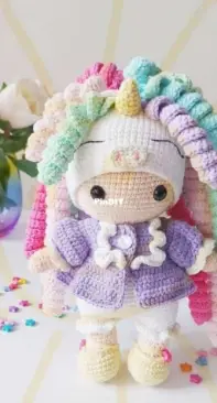Lubava Crochet Pattern - Lyubov Kholkina - Doll with unicorn hat - Baby Unicórnio - Portuguese -Translated
