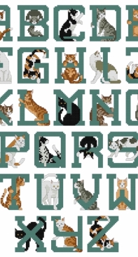 Cat Alphabet from Jeanette Crews Designs 1290 Cattitudes - The Thirteenth Litter PCS