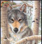 Dimensions 3228 Wintry Wolf Stamped Cross Stitch