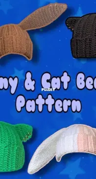 Hooker Corner Art - Destiny - Bunny and Cat Beanie