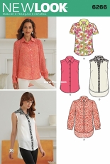 New Look 6266 Misses' Button Front Shirts, A (8-10-12-14-16-18) Look Sewing Pattern