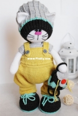 Cat in yellow dungarees