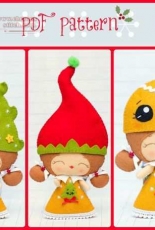Elf girl with Christmas hats: Elf hat, Christmas tree hat and gingerbread hat