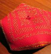 Red and gold biscornu
