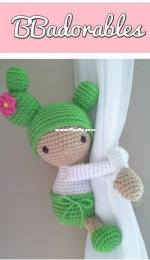 BB Adorables - Isabel R Davenpost - Baby Cactus curtain tie back - Agarracortinas bebe cactus - Spanish - translated
