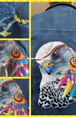 Indian Falcon on Jeans Jacket