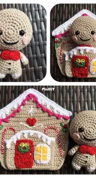 LauLovesCrochet  Gingerbread Man in a Gingerbread House