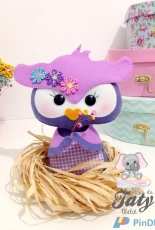 Feltros da Taty - Corujinha primavera / Spring Owl felt Pattern - Portuguese - Free