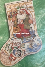 Bucilla 84100 Fishing Santa Stocking by Linda Gillum from Leisure Arts 4082 PCS
