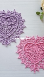 Malkova Olga - Minidoily Heart - Мини-салфетка Сердце - Малькова Ольга - English and Russian - Free