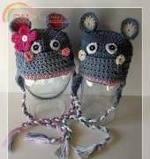 Angels Chest Boutique Happy Hippo Earflap Hat - Boy and Girl Pattern No.12