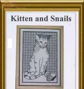 Catkin Embroidery Designs - Blackwork - Kitten and Snails