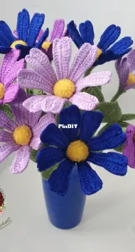 Mixed colored crocheted flowers