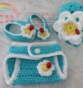 Anne Granger - Dont Eat the Daisies Shell Beanie and Diaper Cover