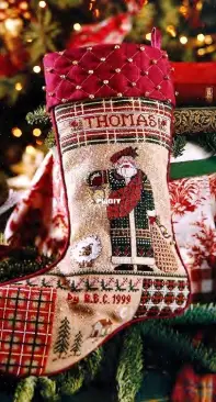 Highland Santa Stocking from Better Homes And Garden A Cross-Stitch Christmas Heartfelt Holidays 1999 XSD