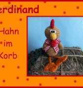 Babsies Hook - Barbara Saboth - Ferdinand the rooster in the basket - German